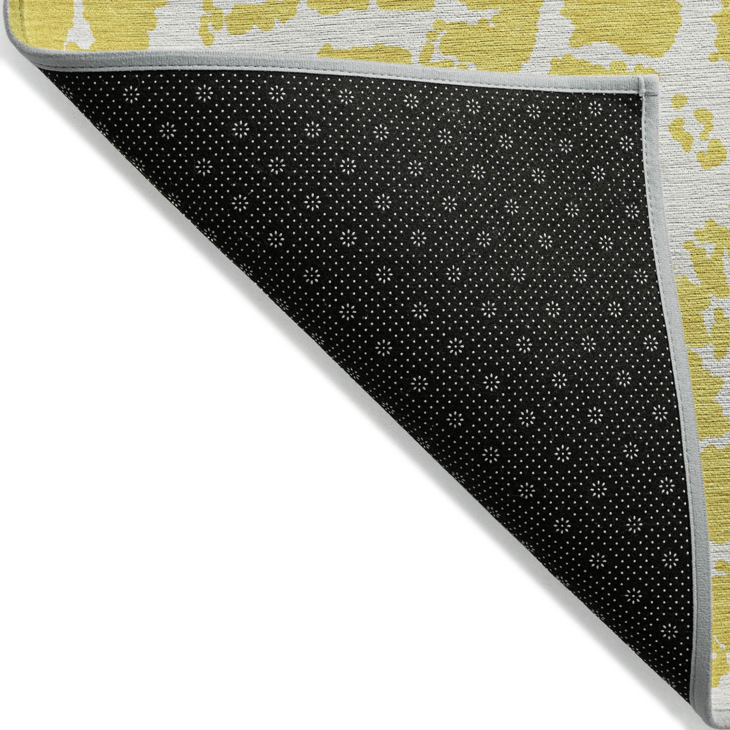 5' X 8' Yellow and White Abstract Washable Non Skid Indoor Outdoor Area Rug-5