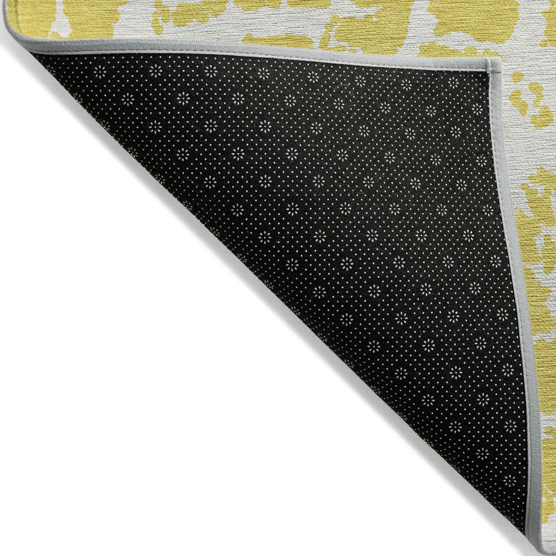 5' X 8' Yellow and White Abstract Washable Non Skid Indoor Outdoor Area Rug-5