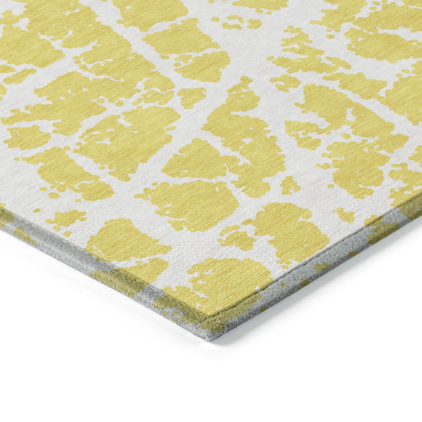 5' X 8' Yellow and White Abstract Washable Non Skid Indoor Outdoor Area Rug-6