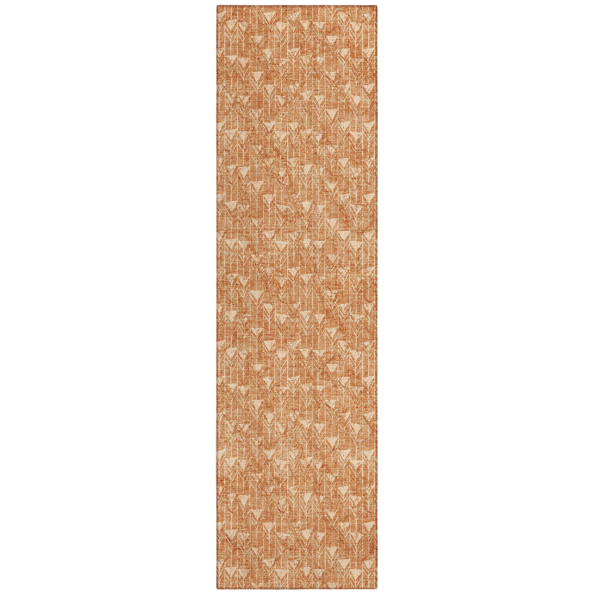 8' Runner Bronze Geometric Washable Non Skid Indoor Outdoor Runner Rug-1