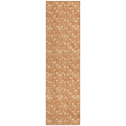 8' Runner Bronze Geometric Washable Non Skid Indoor Outdoor Runner Rug-1