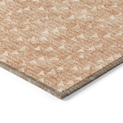 8' Runner Bronze Geometric Washable Non Skid Indoor Outdoor Runner Rug-5