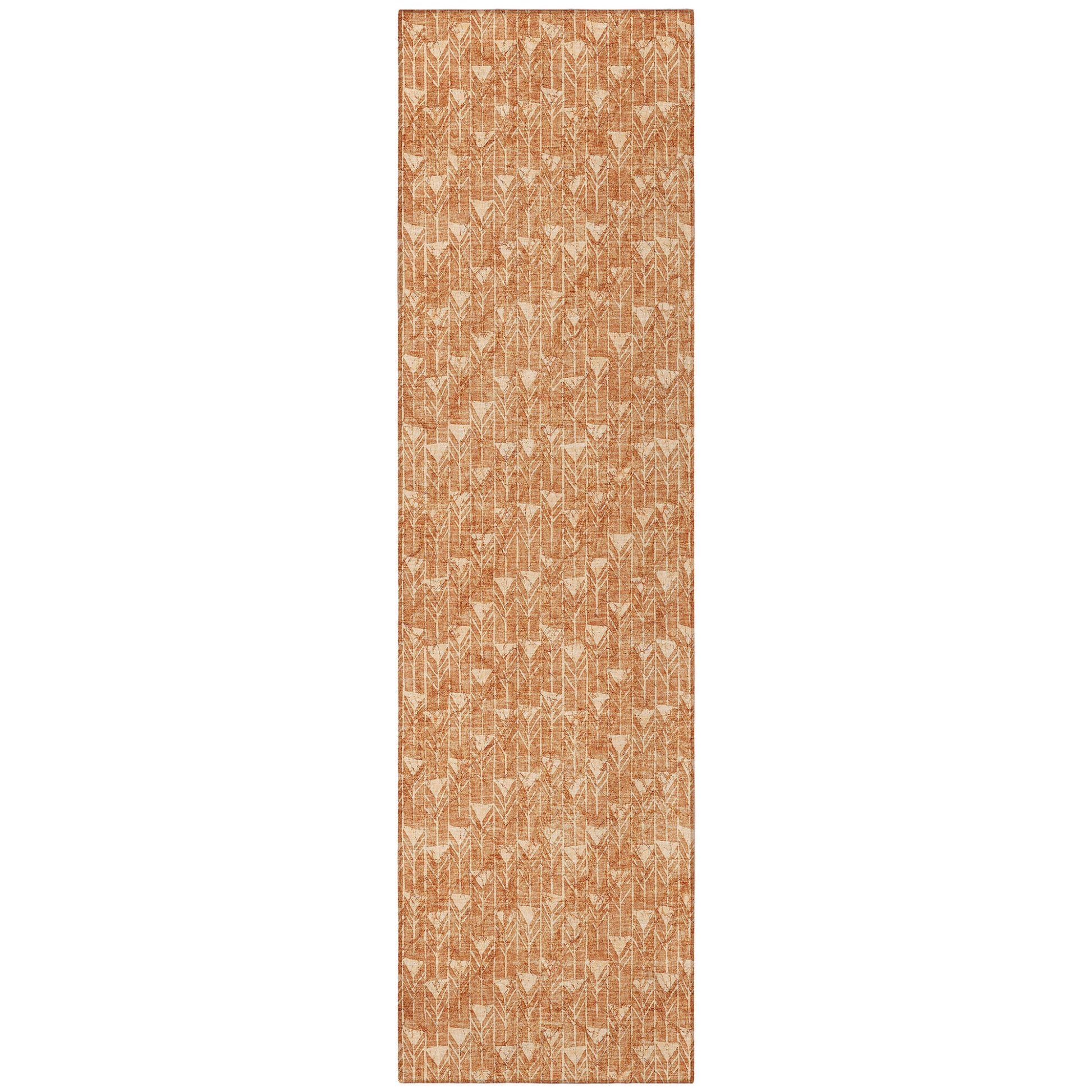8' Runner Bronze Geometric Washable Non Skid Indoor Outdoor Runner Rug-4