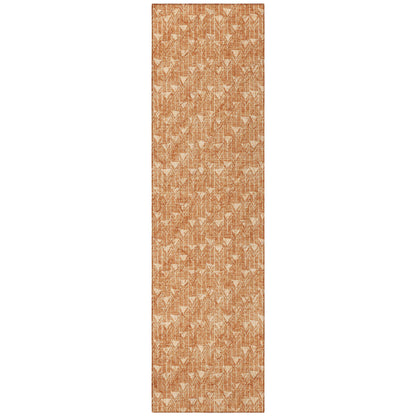 8' Runner Bronze Geometric Washable Non Skid Indoor Outdoor Runner Rug-4