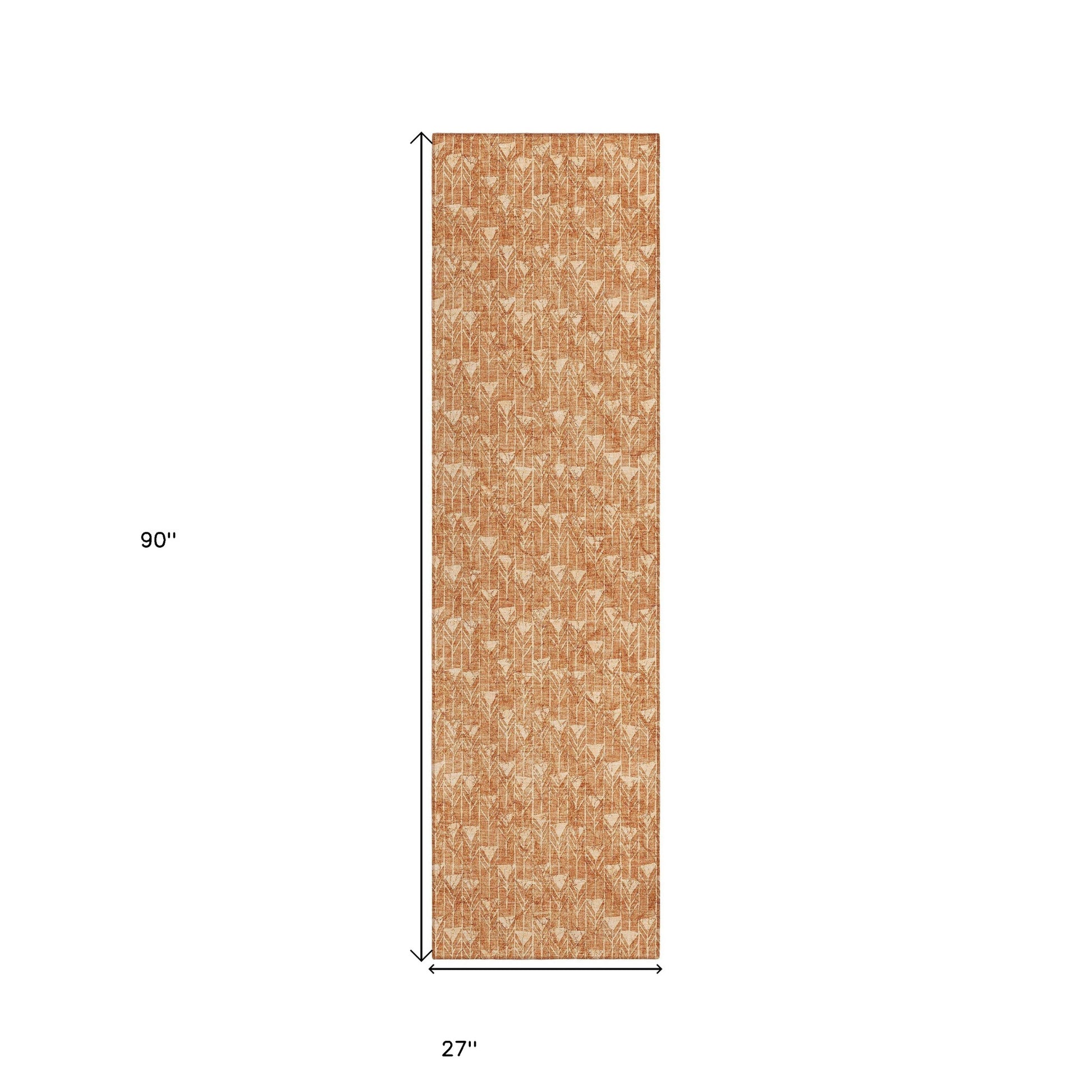 8' Runner Bronze Geometric Washable Non Skid Indoor Outdoor Runner Rug-2