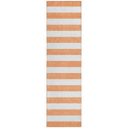 2' X 8' Salmon Striped Washable Indoor Outdoor Runner Rug-1