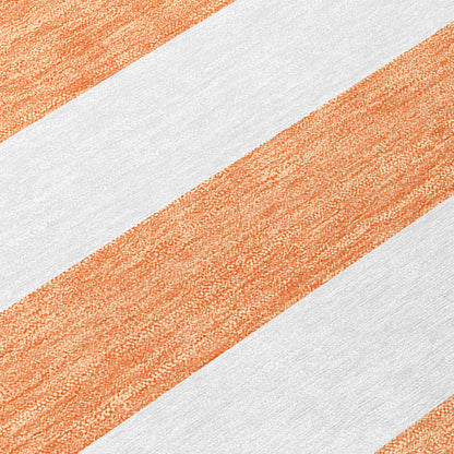 2' X 8' Salmon Striped Washable Indoor Outdoor Runner Rug-5
