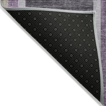 8' X 10' Purple and Black Abstract Washable Indoor Outdoor Area Rug-3