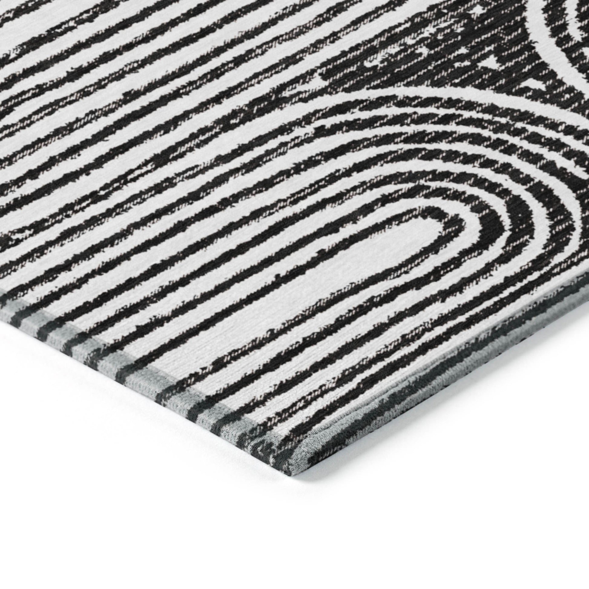 8' Black And White Round Abstract Washable Indoor Outdoor Area Rug-6