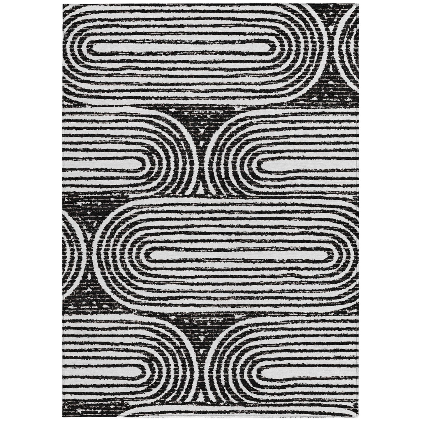 10' X 14' Black And White Abstract Washable Indoor Outdoor Area Rug-4