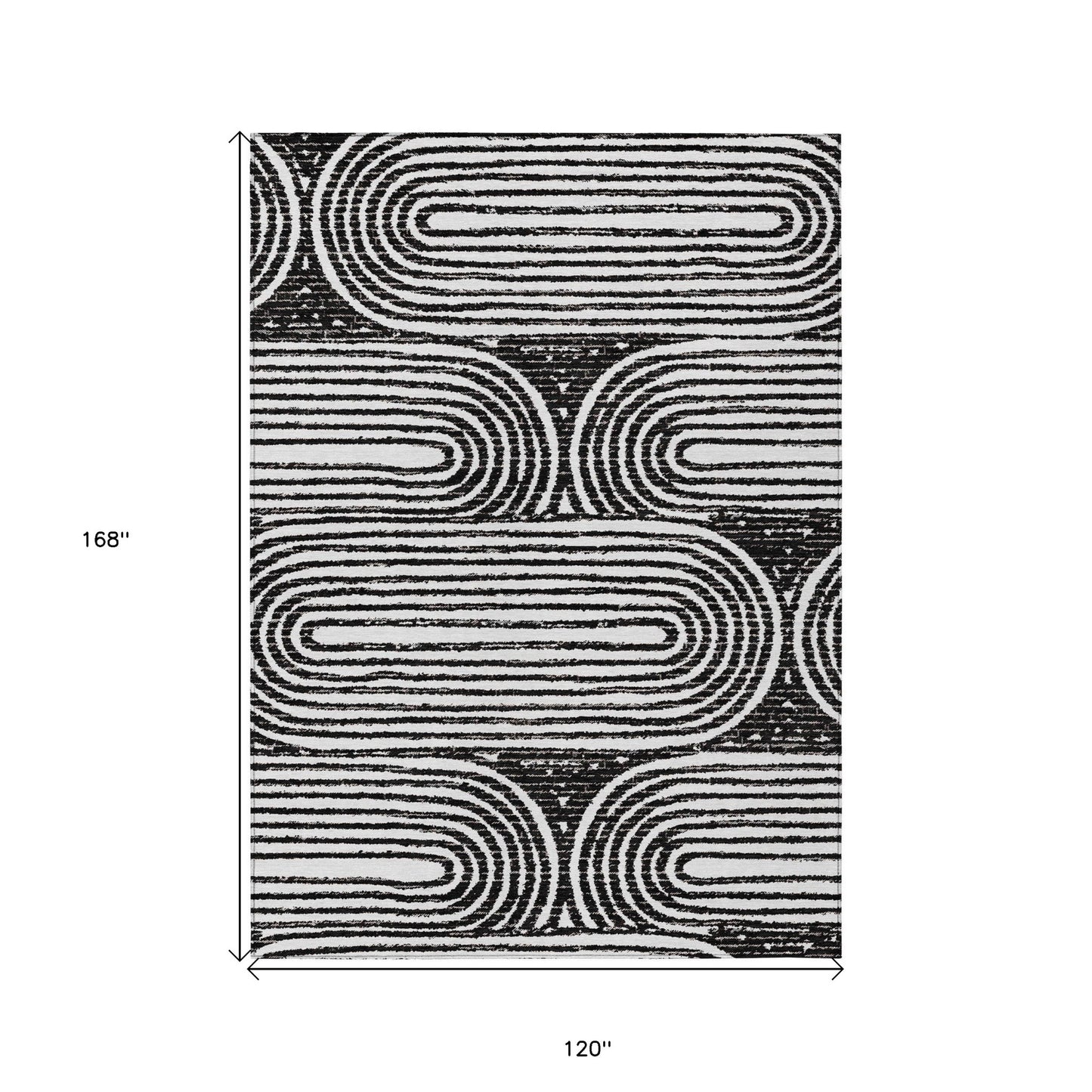 10' X 14' Black And White Abstract Washable Indoor Outdoor Area Rug-2