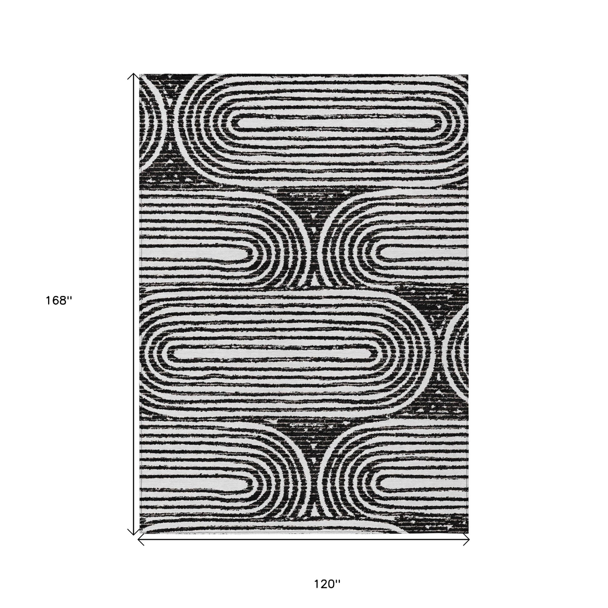 10' X 14' Black And White Abstract Washable Indoor Outdoor Area Rug-2