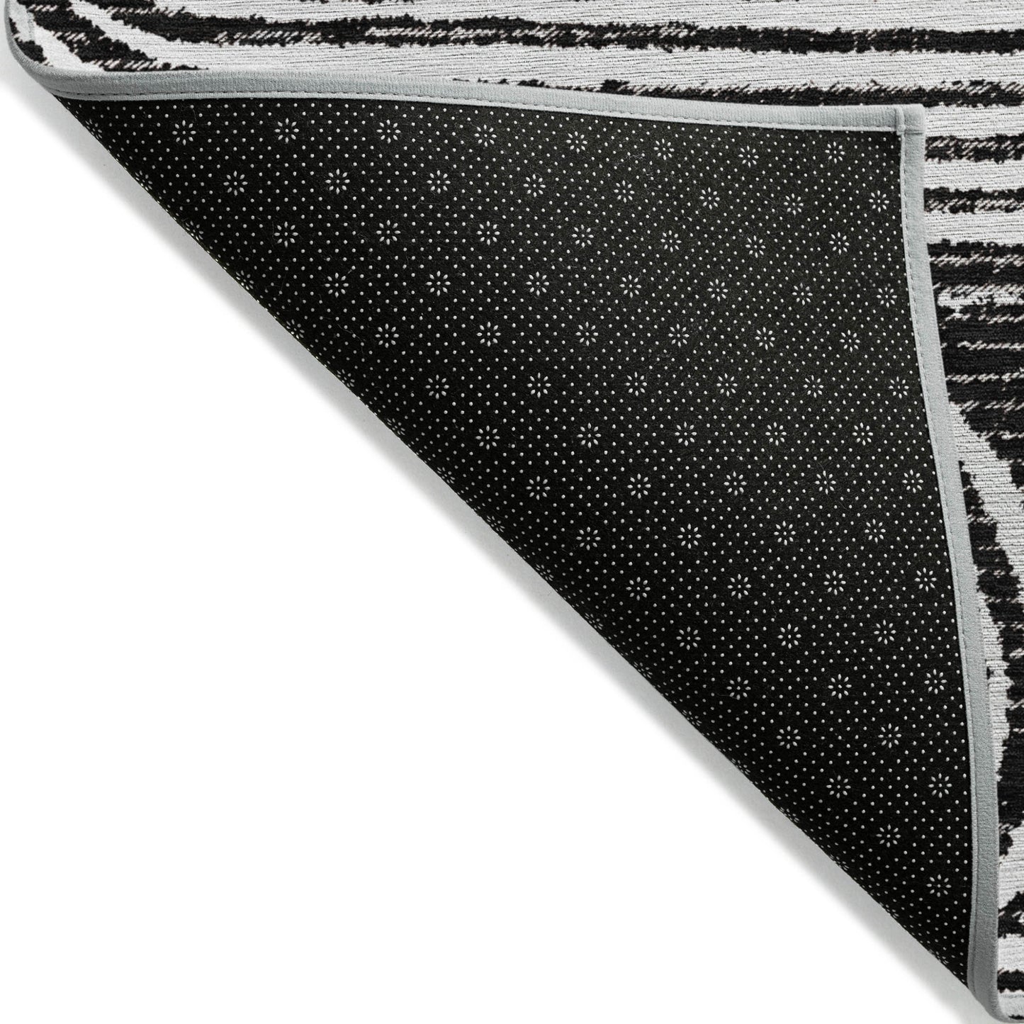 10' X 14' Black And White Abstract Washable Indoor Outdoor Area Rug-5