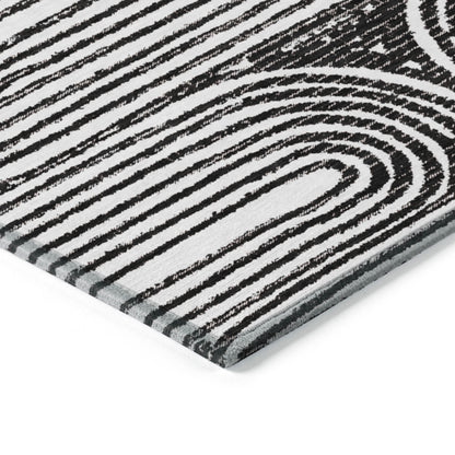 10' X 14' Black And White Abstract Washable Indoor Outdoor Area Rug-6