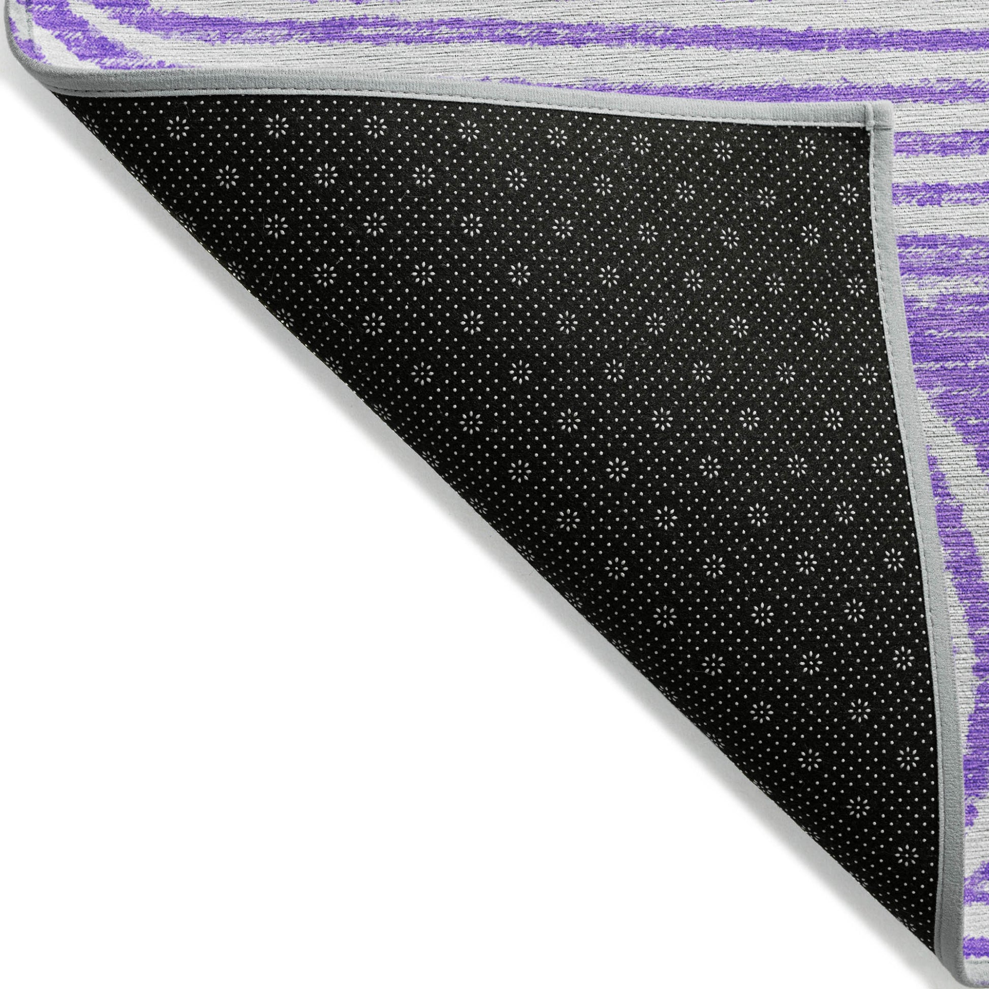 8' Runner Purple and White Abstract Washable Non Skid Indoor Outdoor Runner Rug-5