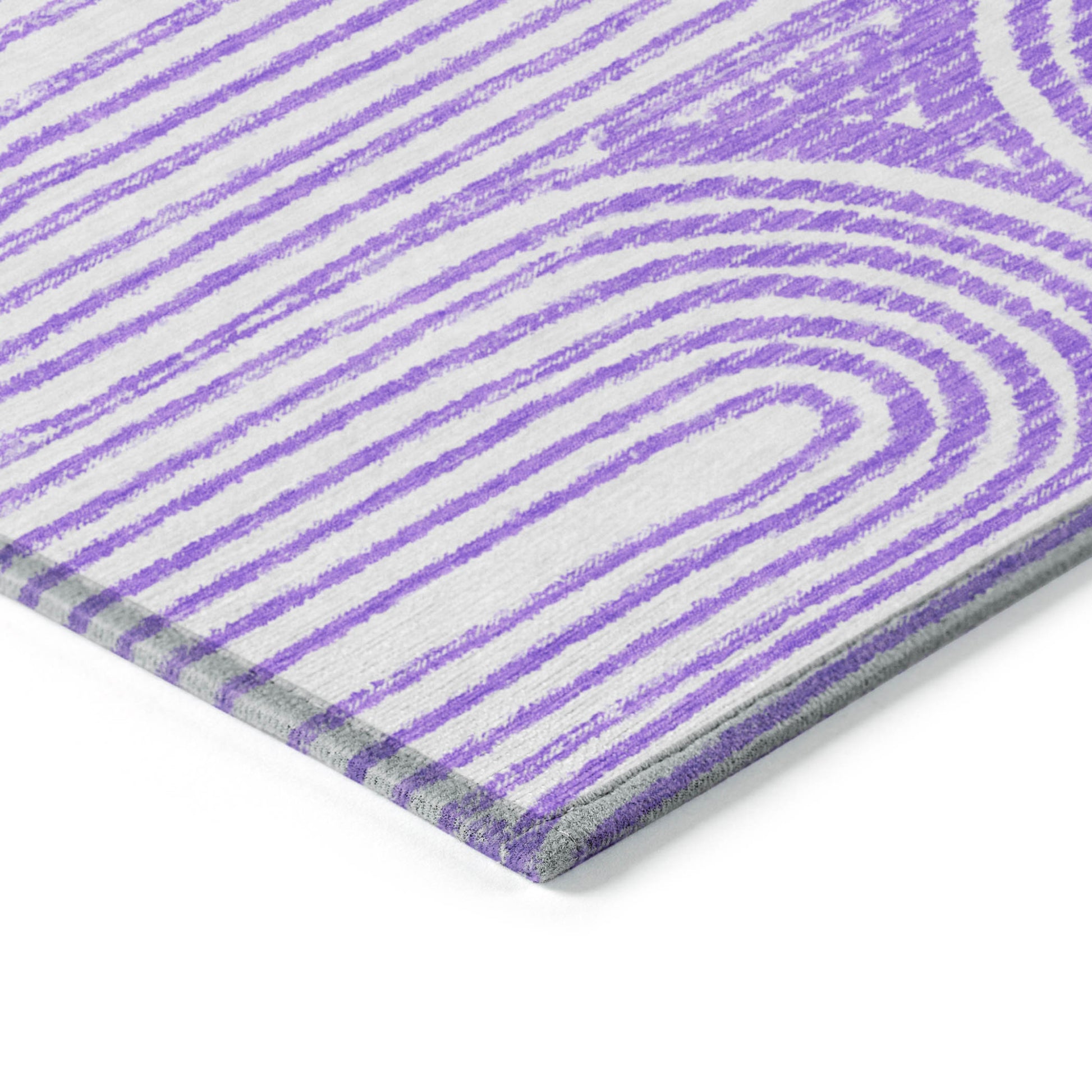8' Runner Purple and White Abstract Washable Non Skid Indoor Outdoor Runner Rug-6