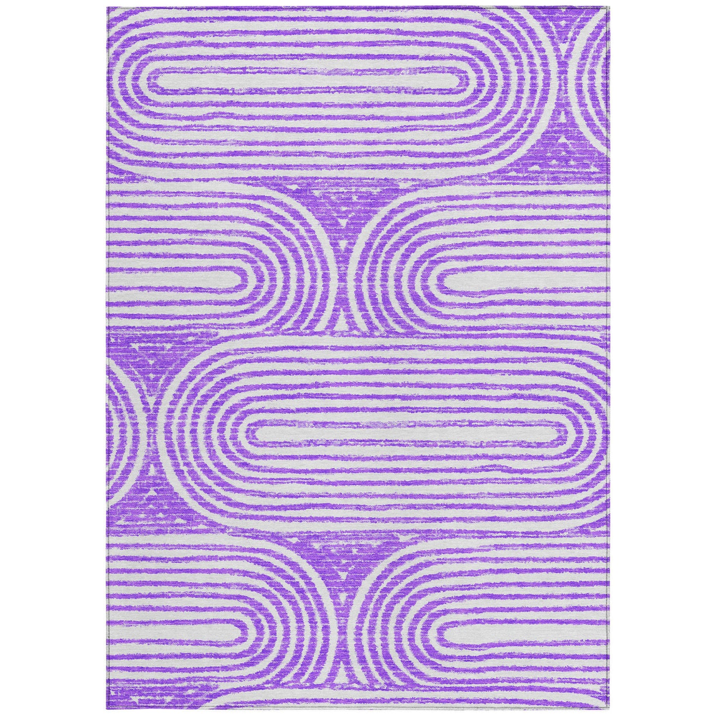 5' X 8' Purple And White Abstract Washable Indoor Outdoor Area Rug-3