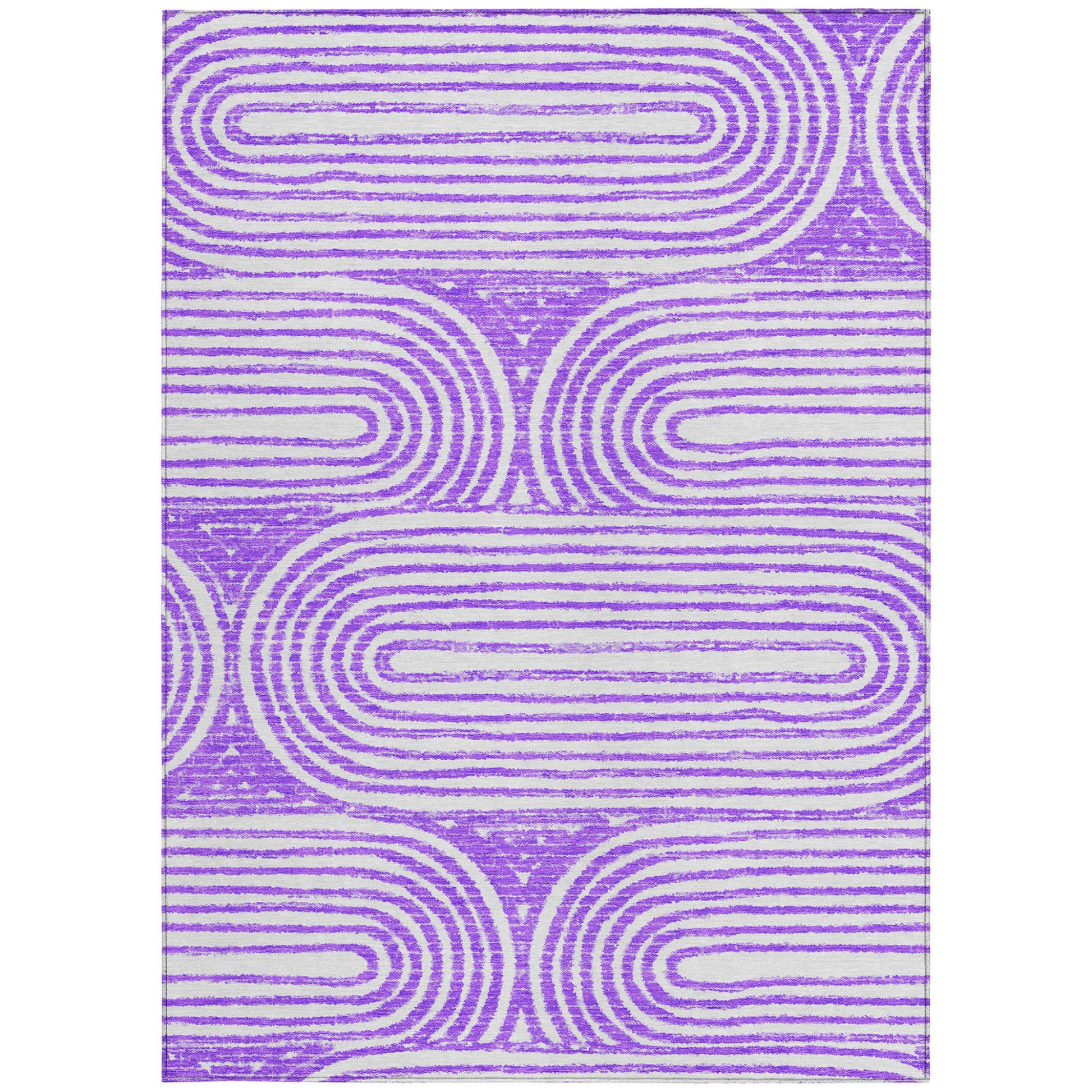 5' X 8' Purple And White Abstract Washable Indoor Outdoor Area Rug-4