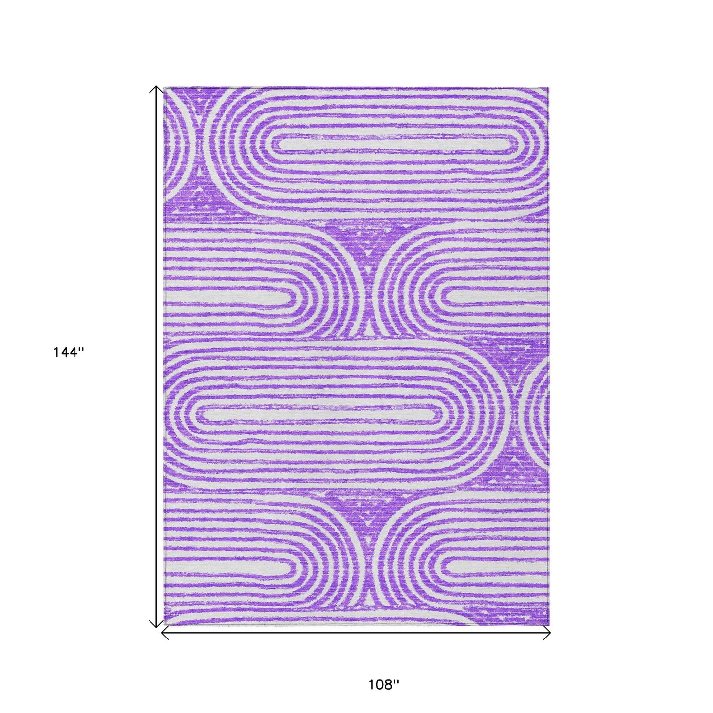 9' X 12' Purple and White Abstract Washable Non Skid Indoor Outdoor Area Rug-2