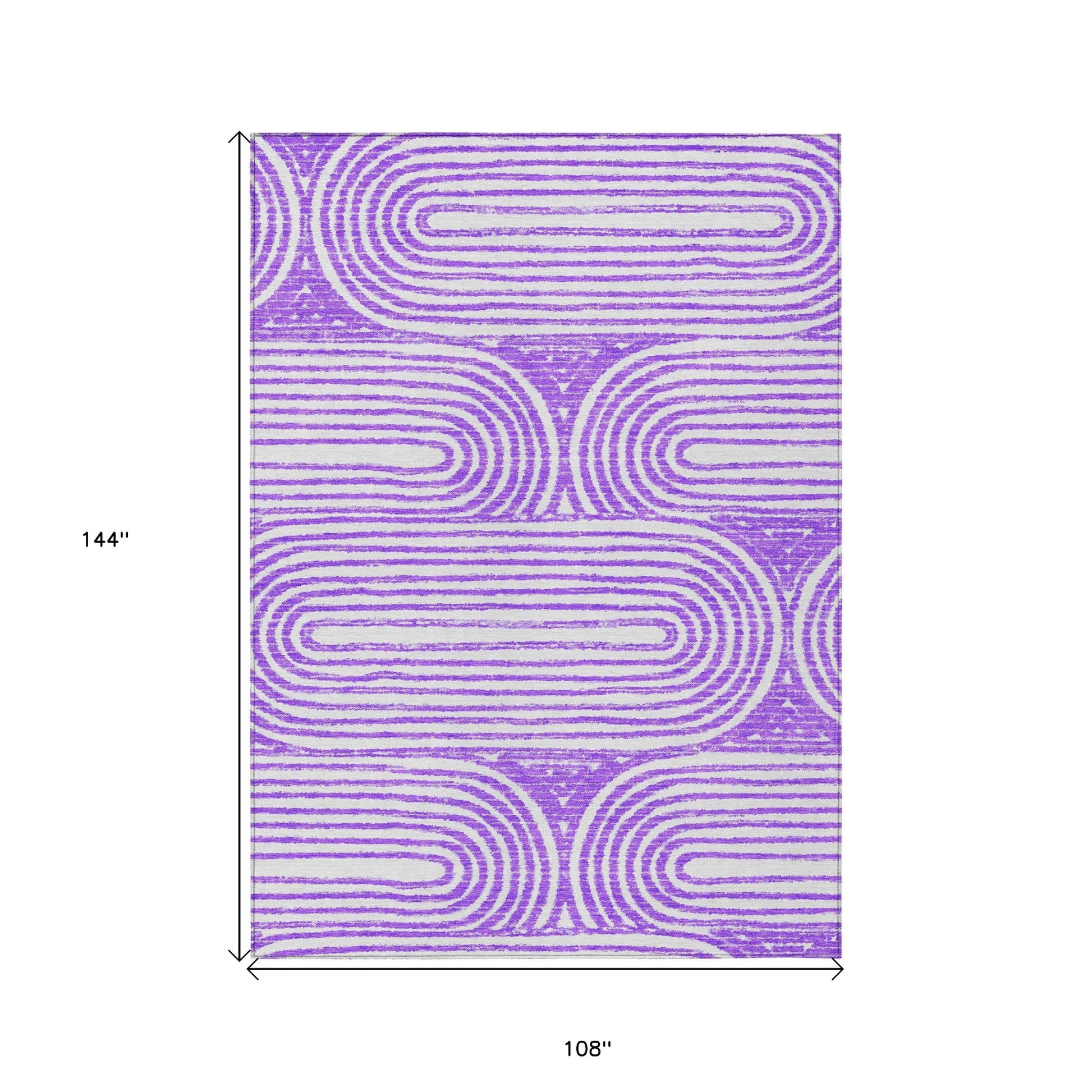 9' X 12' Purple and White Abstract Washable Non Skid Indoor Outdoor Area Rug-2