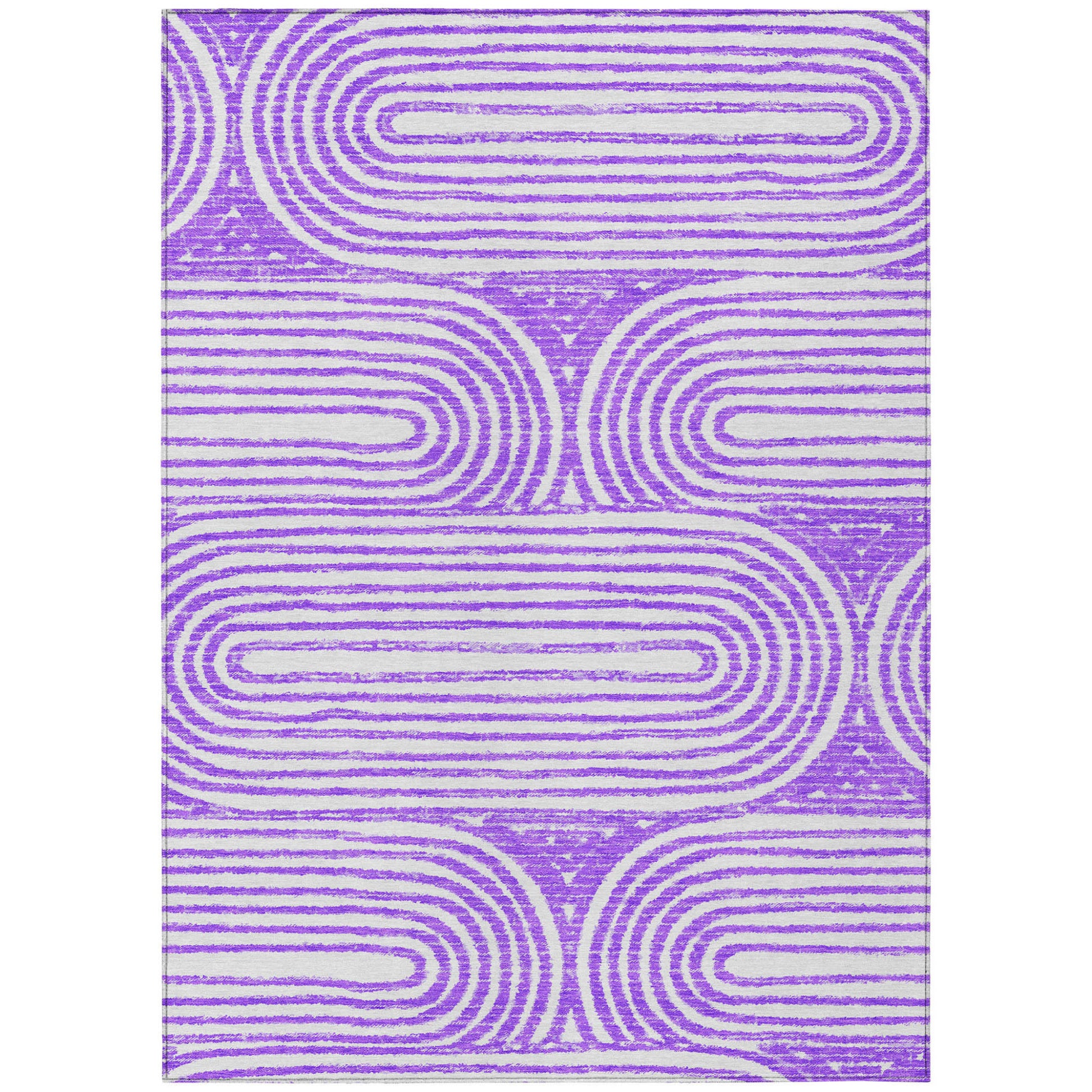 9' X 12' Purple and White Abstract Washable Non Skid Indoor Outdoor Area Rug-1