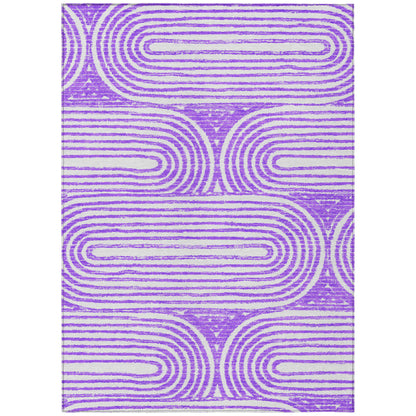 9' X 12' Purple and White Abstract Washable Non Skid Indoor Outdoor Area Rug-1