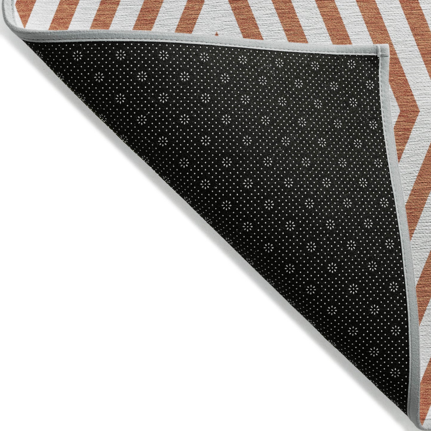 3' X 5' Orange And White Geometric Washable Indoor Outdoor Area Rug-5