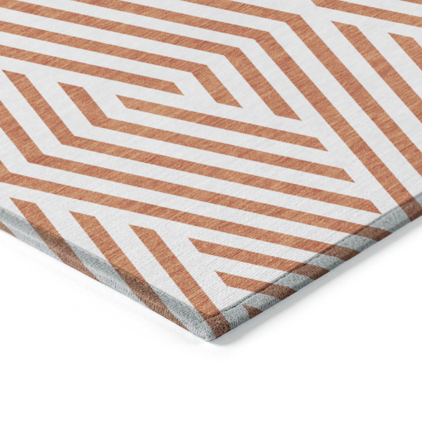 3' X 5' Orange And White Geometric Washable Indoor Outdoor Area Rug-6
