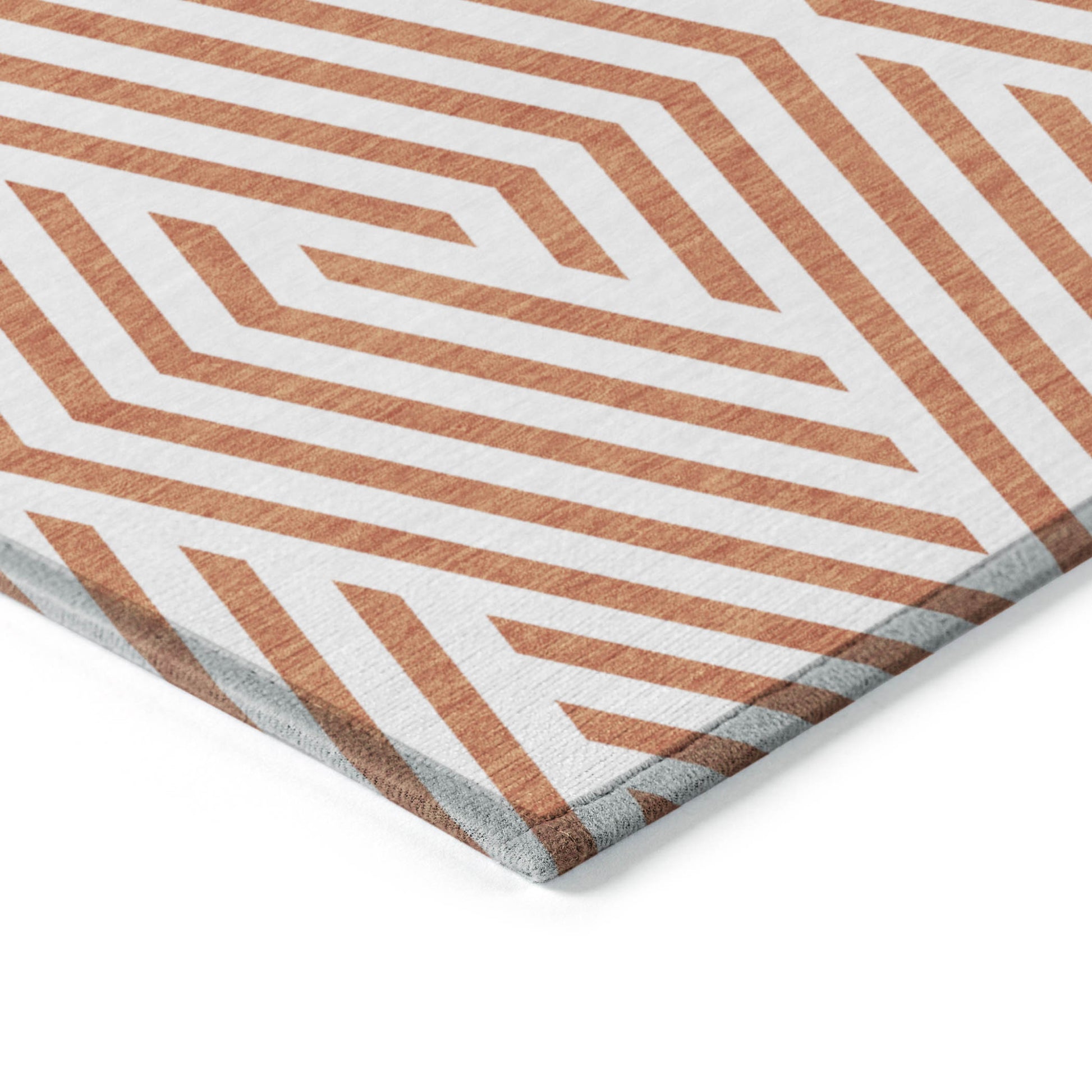 3' X 5' Orange And White Geometric Washable Indoor Outdoor Area Rug-6