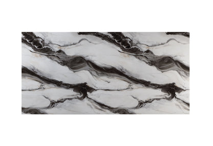 82" Black and White Faux Marble and Wood Double Pedestal Base Dining Table-3