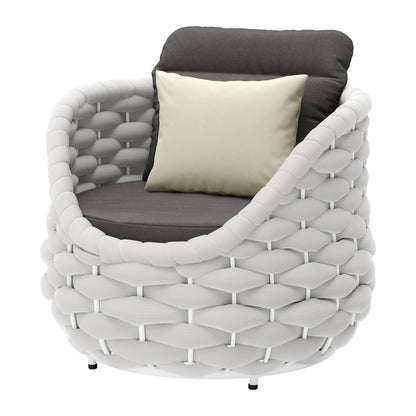 34" Gray And White Fabric Club Chair And Toss Pillow-5