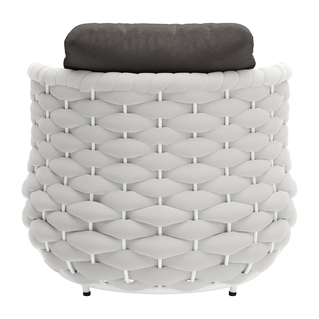 34" Gray And White Fabric Club Chair And Toss Pillow-4