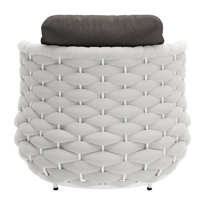 34" Gray And White Fabric Club Chair And Toss Pillow-4
