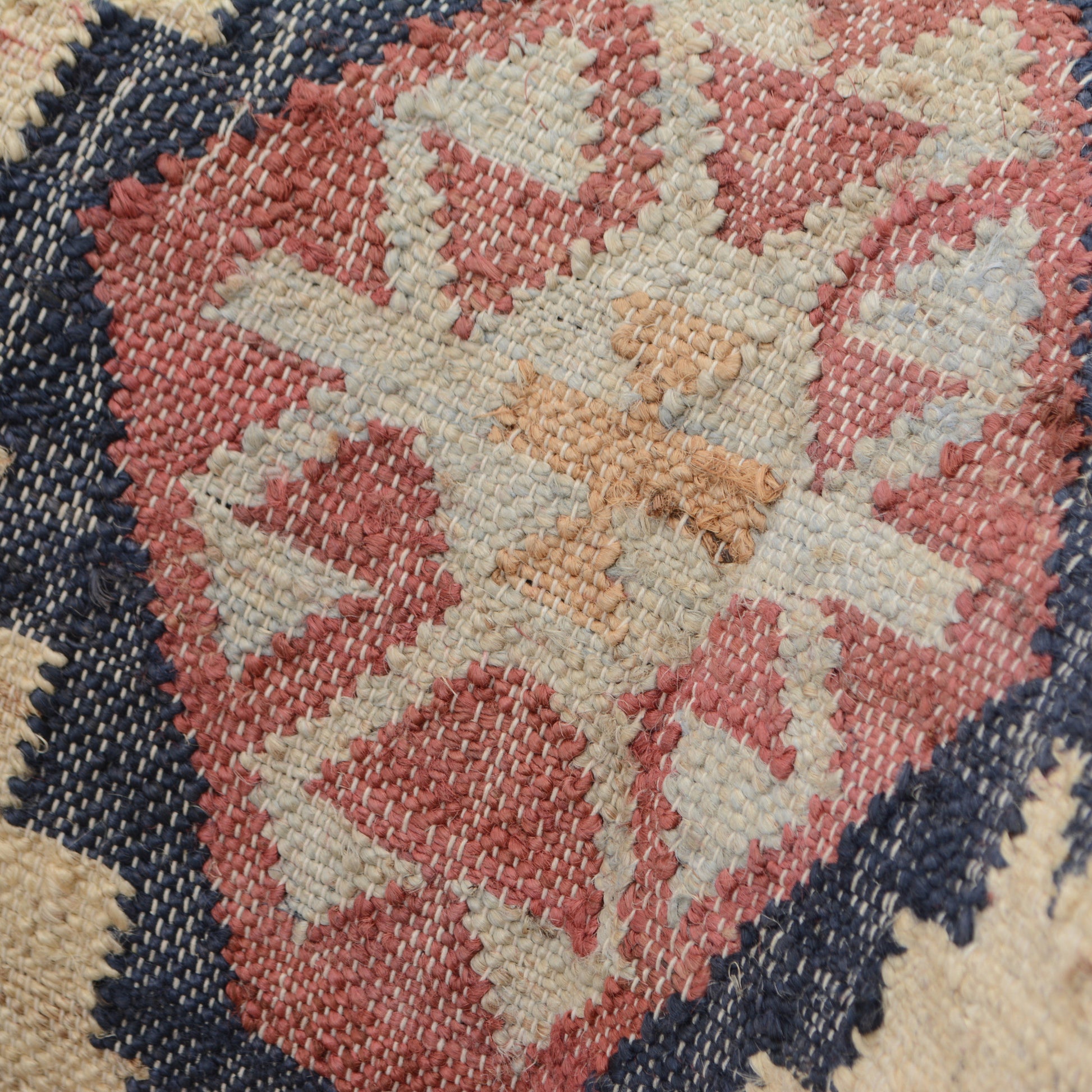 26" Beige Blue and Red  Jute Southwestern Wingback Chair-4