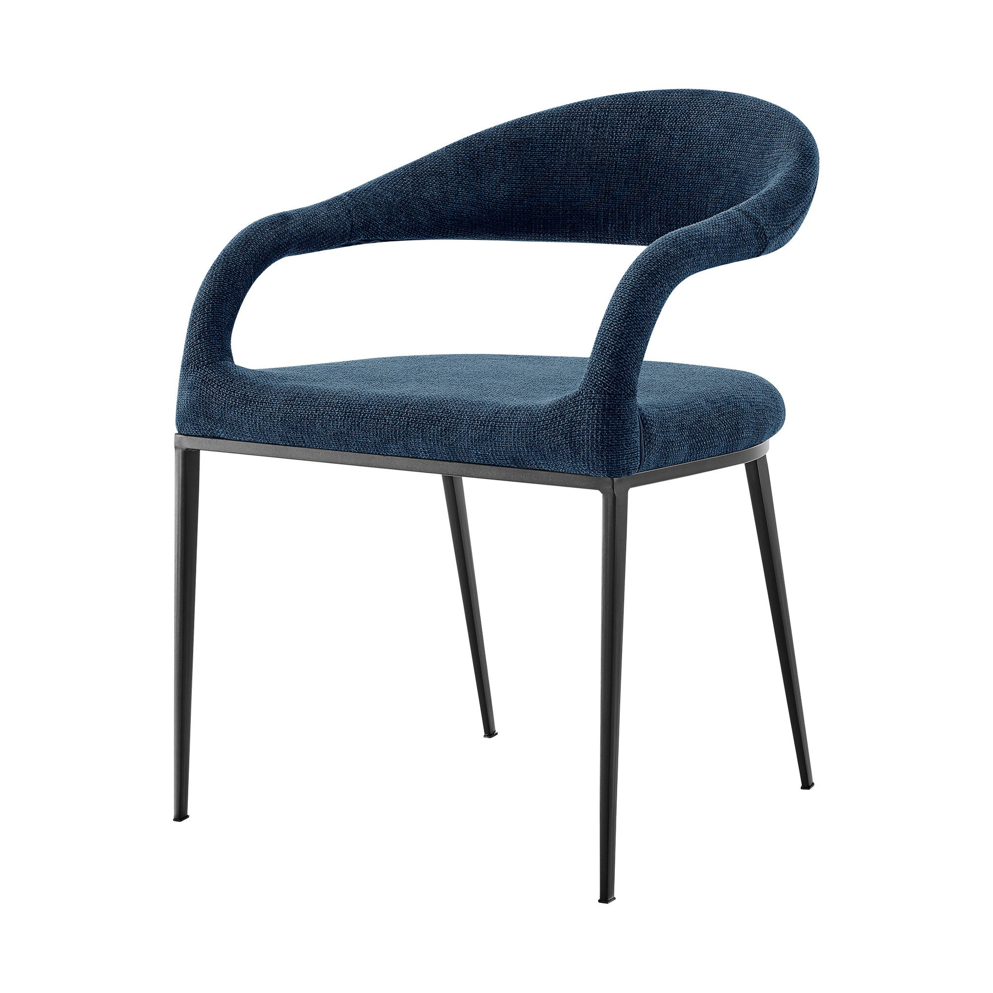 Set of Two Blue And Black Upholstered Polyester Open Back Dining Arm Chairs-4