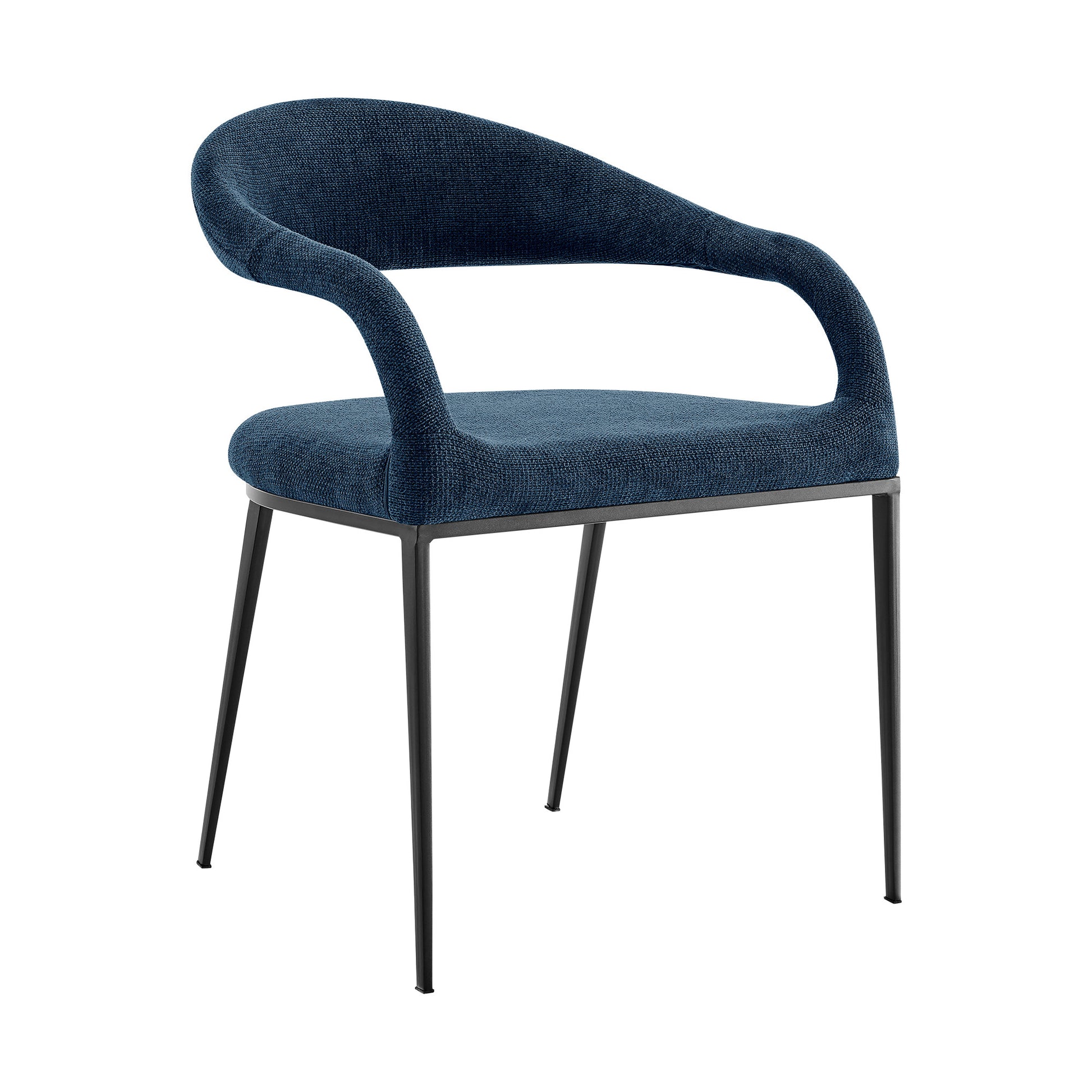 Set of Two Blue And Black Upholstered Polyester Open Back Dining Arm Chairs-0