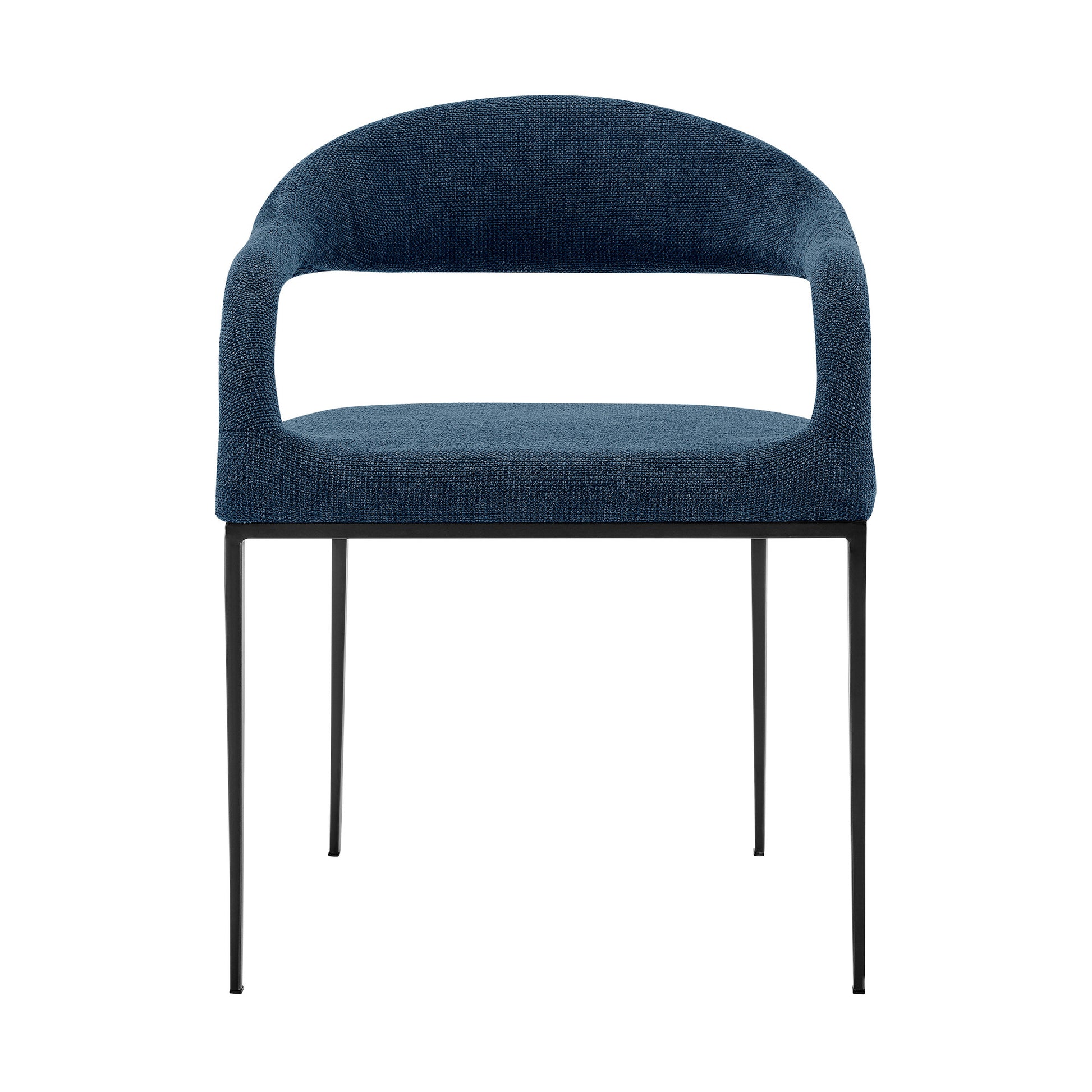 Set of Two Blue And Black Upholstered Polyester Open Back Dining Arm Chairs-2