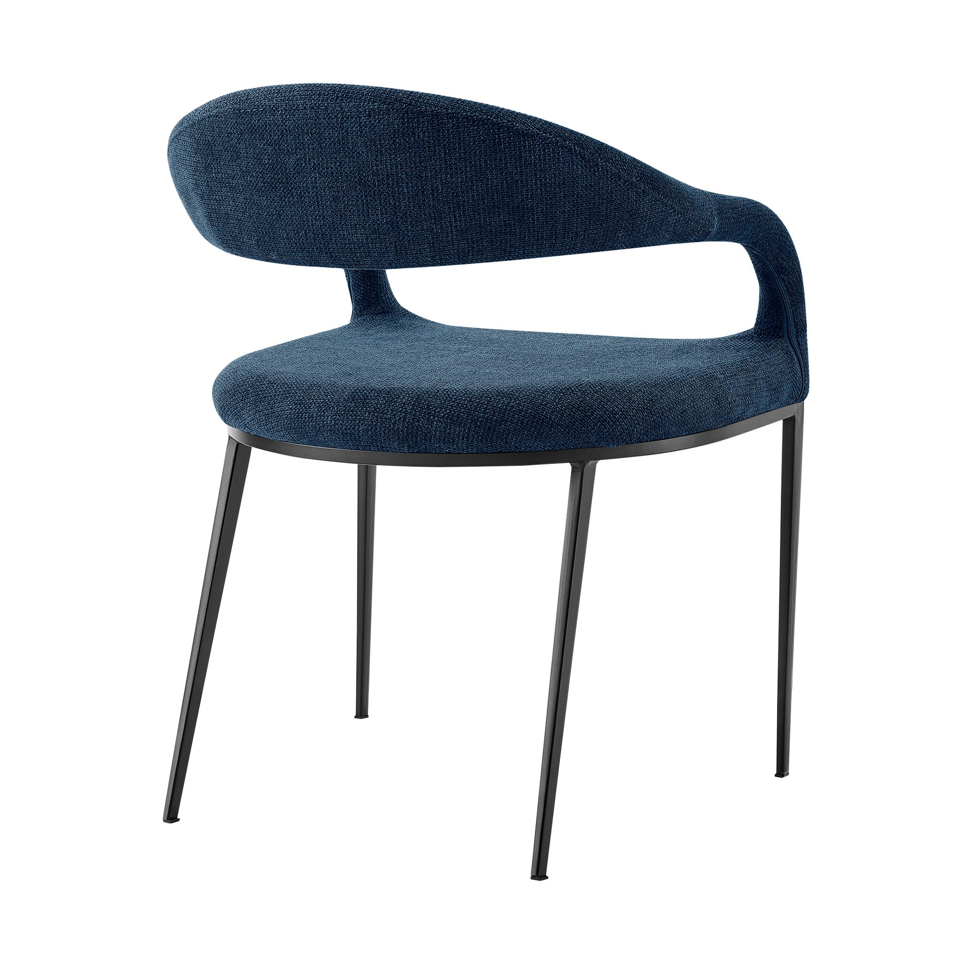 Set of Two Blue And Black Upholstered Polyester Open Back Dining Arm Chairs-3