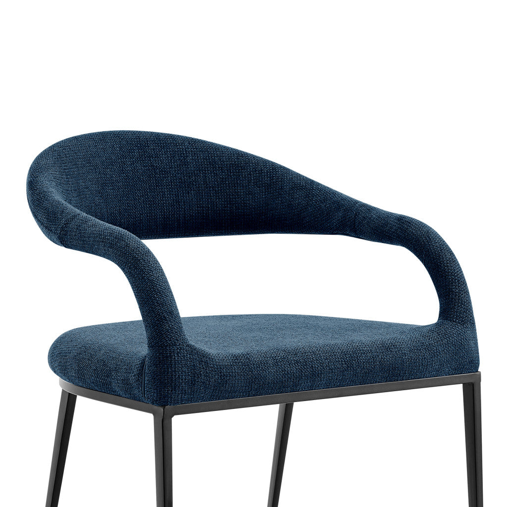 Set of Two Blue And Black Upholstered Polyester Open Back Dining Arm Chairs-7