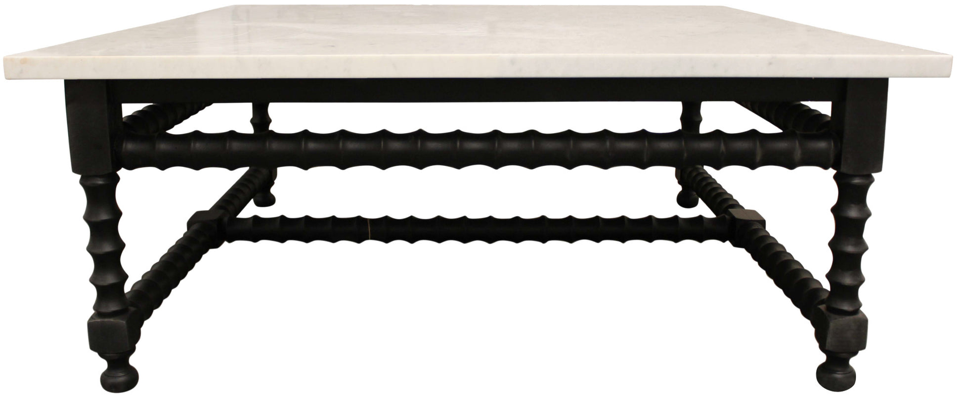 48" White And Black Genuine Marble And Solid Wood Square Coffee Table-4