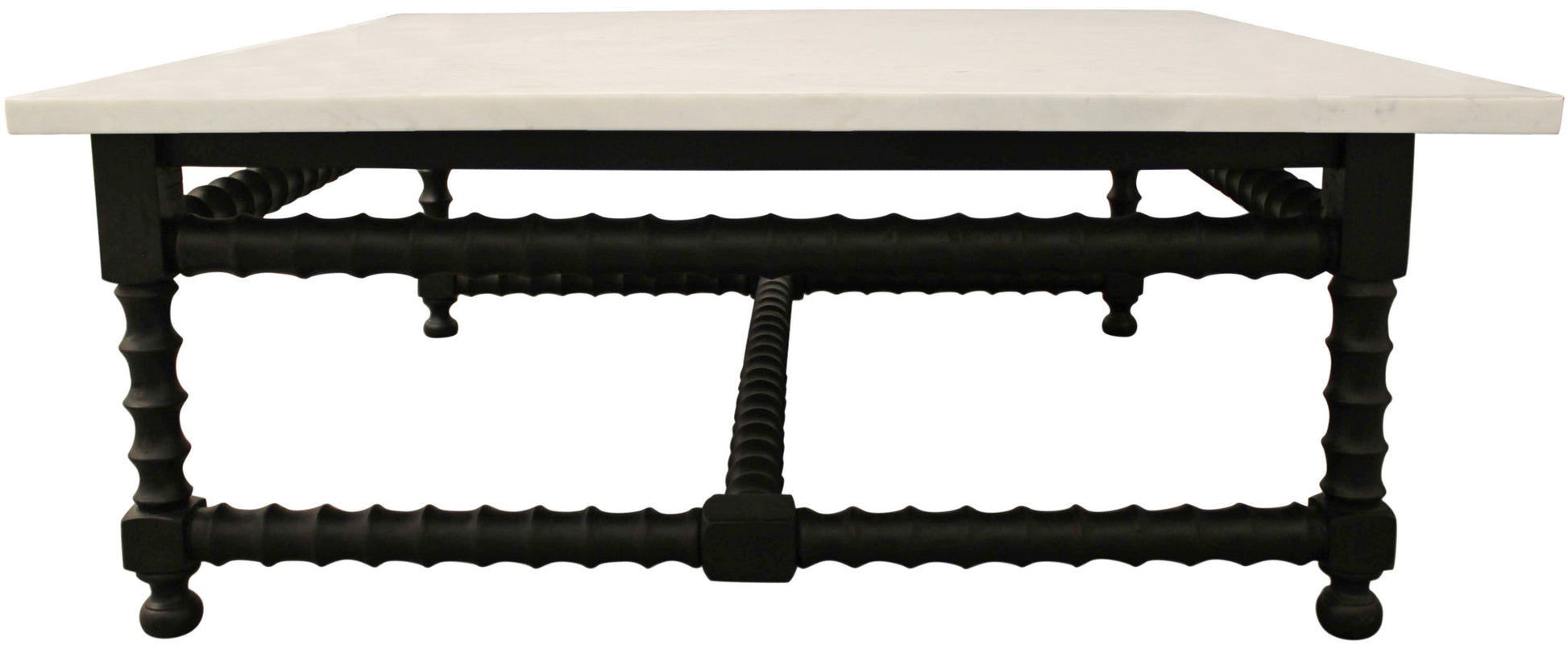 48" White And Black Genuine Marble And Solid Wood Square Coffee Table-6