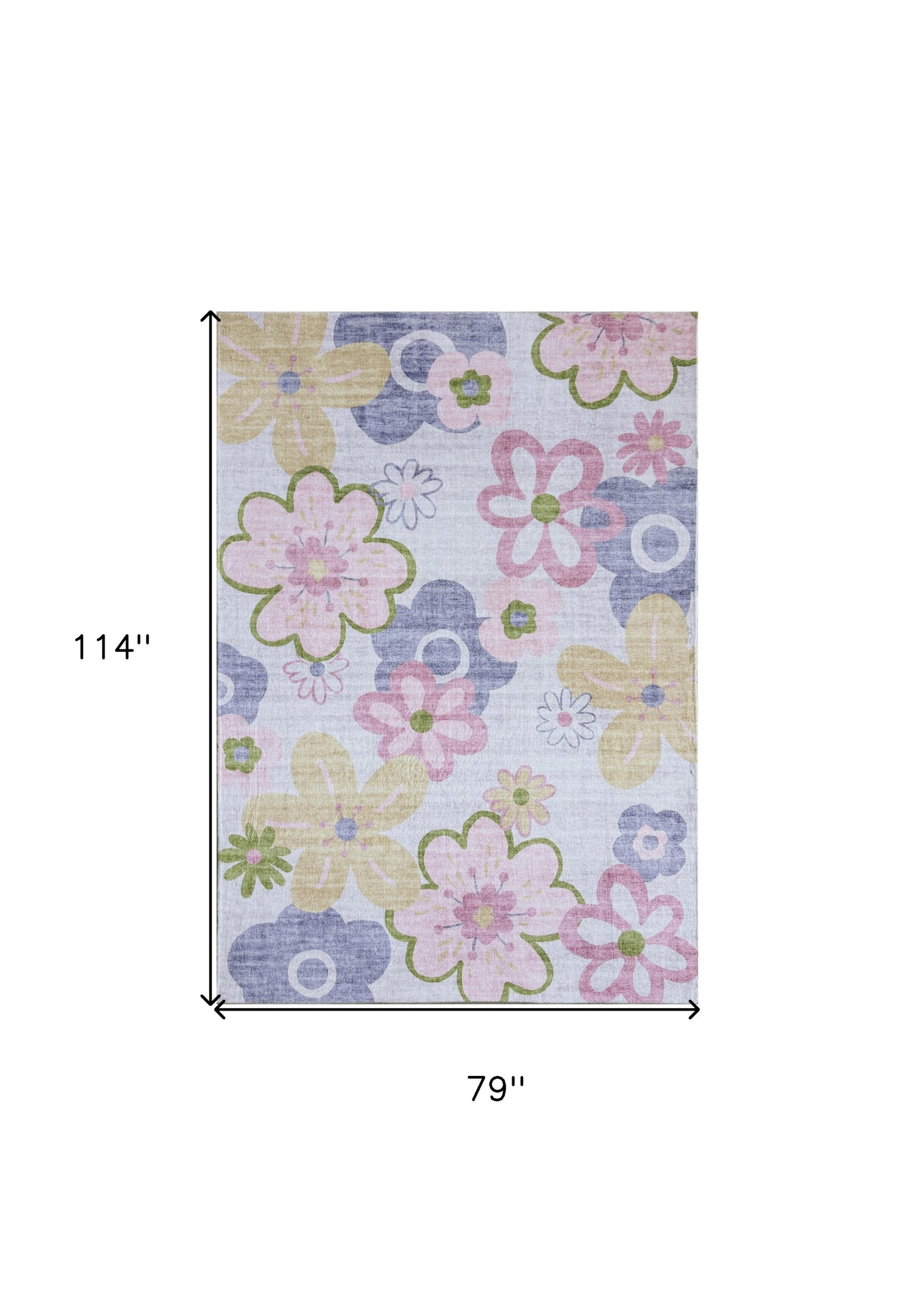 7' X 10' Pink Gray and Purple Juvenile Flowers Youthful Area Rug-4