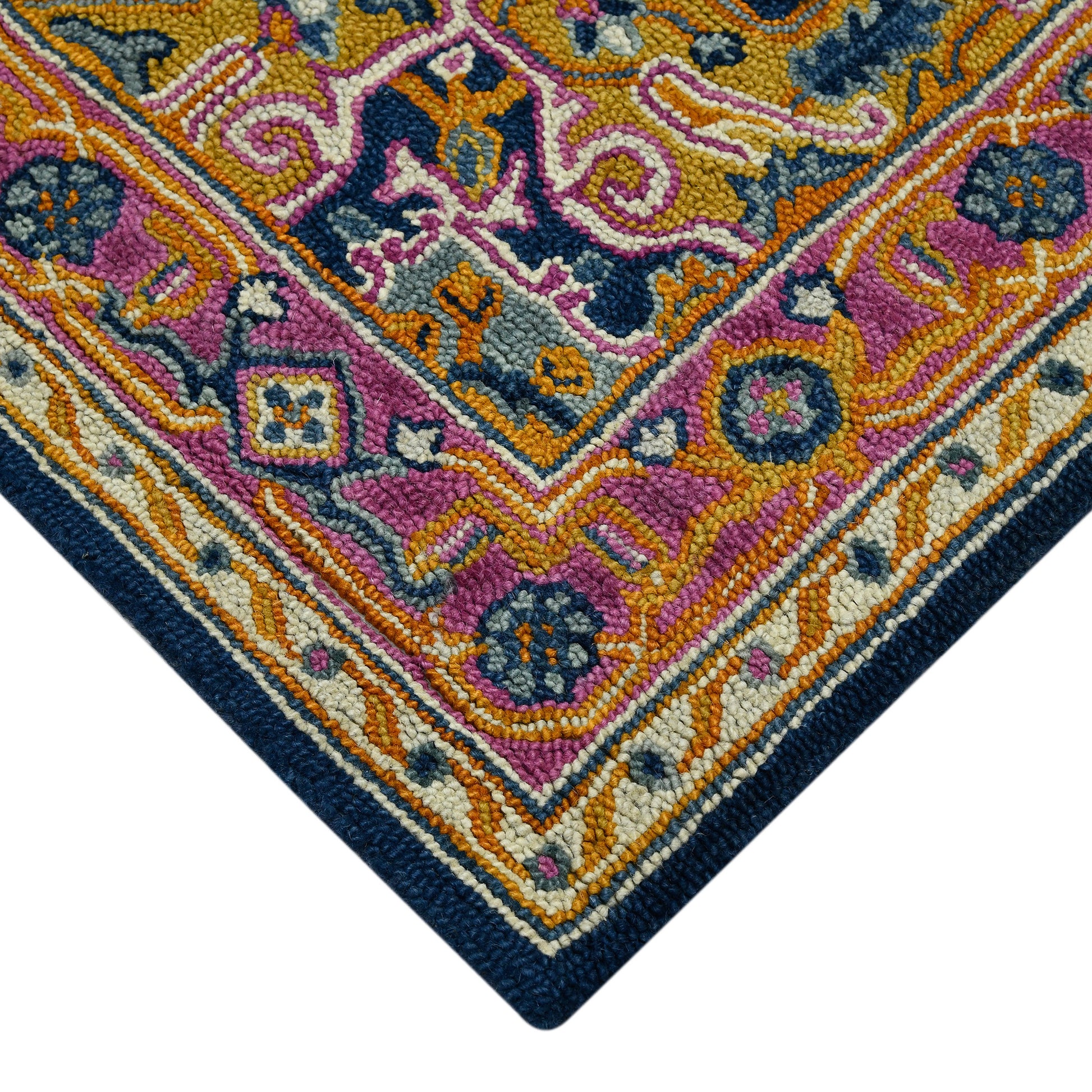 8' X 10' Blue Purple And Brown Wool Medallion Hand Tufted Area Rug-6