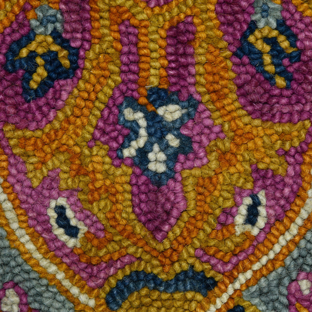 8' X 10' Blue Purple And Brown Wool Medallion Hand Tufted Area Rug-7