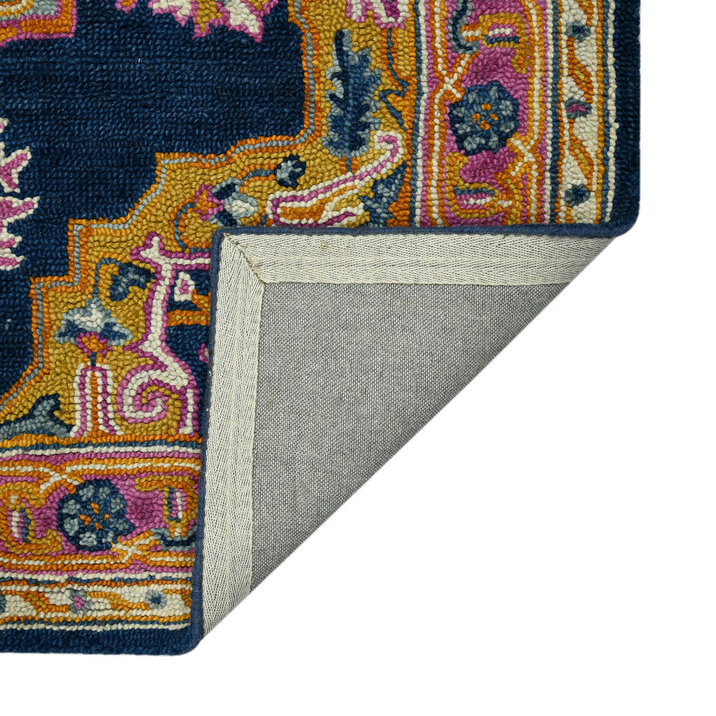 8' X 10' Blue Purple And Brown Wool Medallion Hand Tufted Area Rug-8