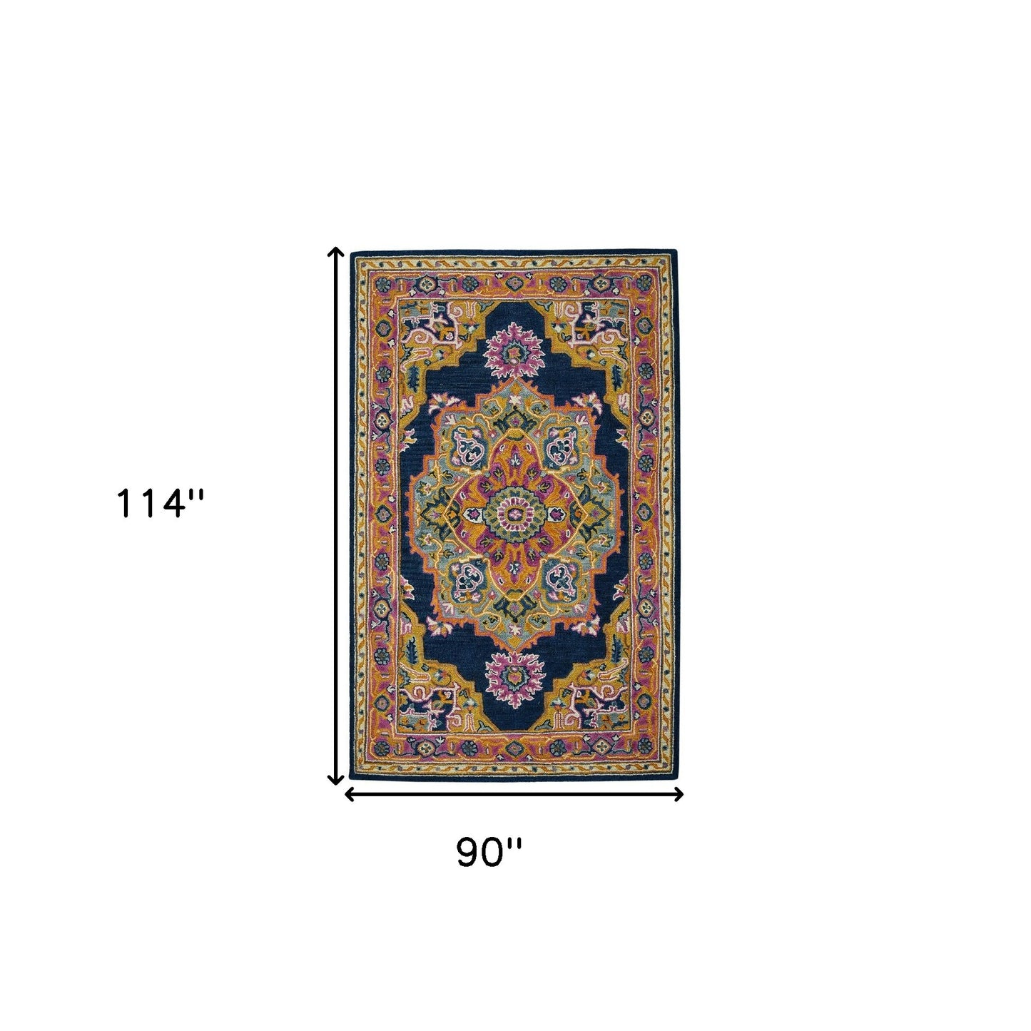 8' X 10' Blue Purple And Brown Wool Medallion Hand Tufted Area Rug-2
