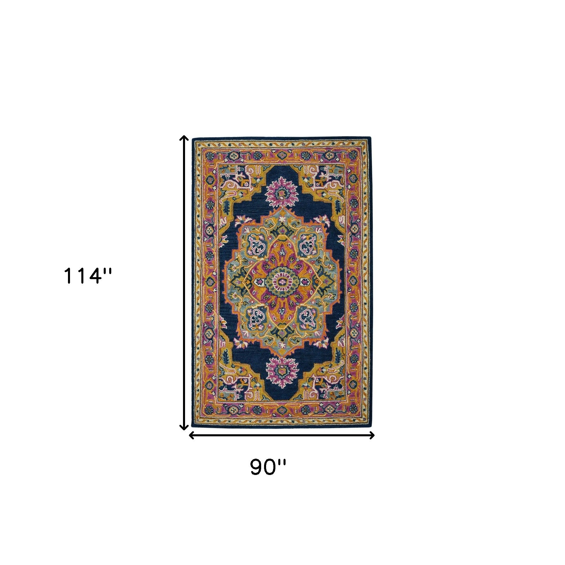 8' X 10' Blue Purple And Brown Wool Medallion Hand Tufted Area Rug-2