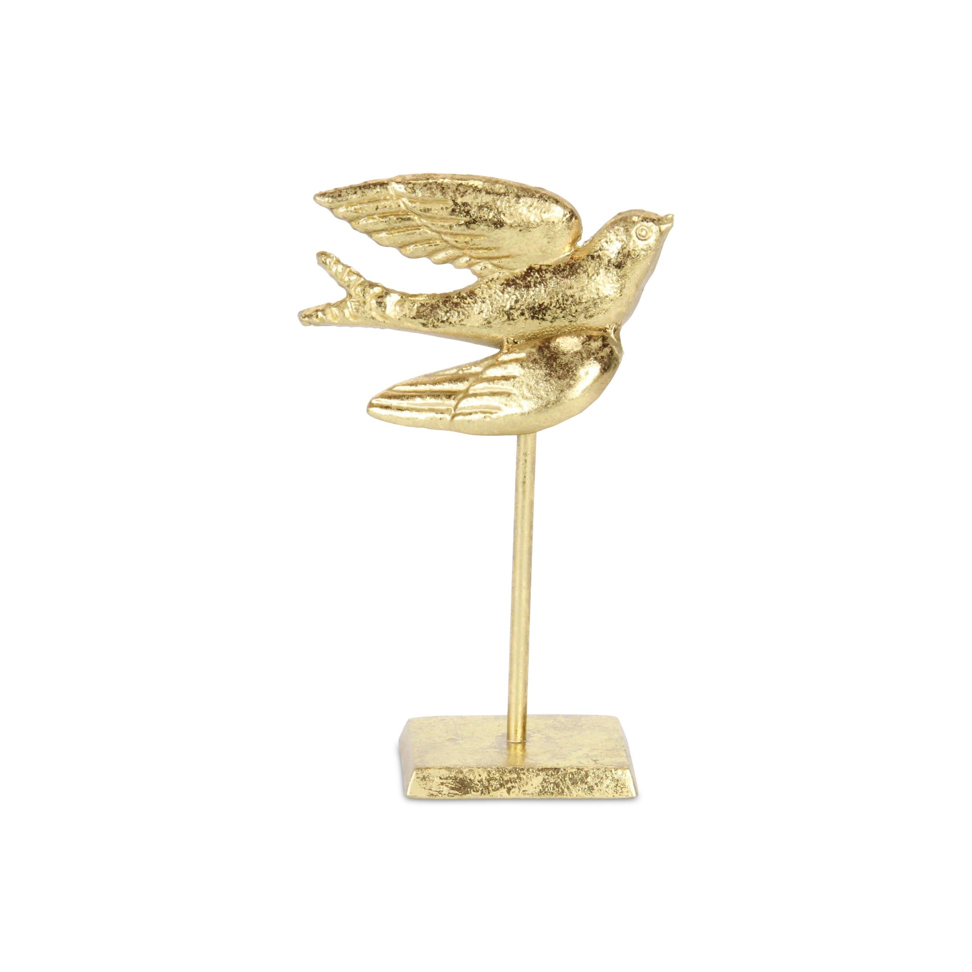 9" Gold Cast Iron Bird Tabletop Sculpture-1