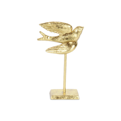 9" Gold Cast Iron Bird Tabletop Sculpture-1