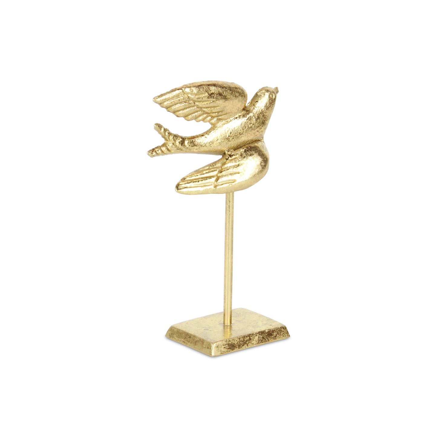 9" Gold Cast Iron Bird Tabletop Sculpture-2